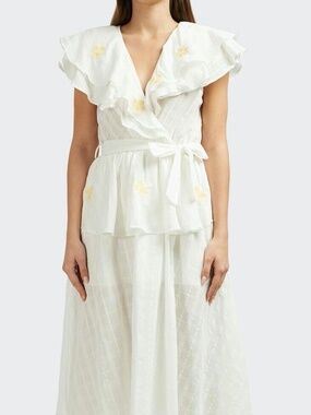 NWT Innika Choo Pi Fürlunche Sailor Wrap Dress In Milk Size 3 / Large/US 10-12